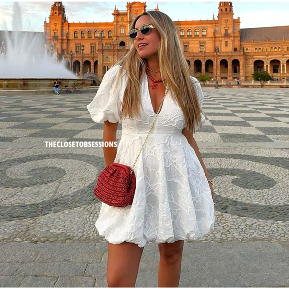 RARE!!! ZARA Blogger Fave Balloon Hem Mini Dress NWT 🤍 - Picture 11 of 16